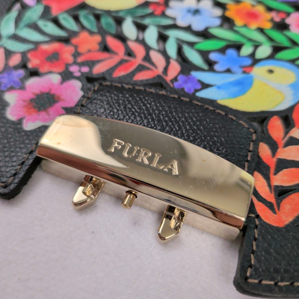 Furla My Play Metropolis Flap Laser Cut Floral Bird Leather Interchangeable - Picture 2 of 9